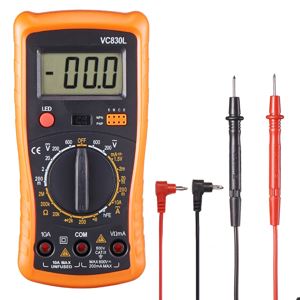 QHTITEC Multimeter Digital Meter Tester VC830L 1999 Counts DC/AC Ammeter Volt Ohm Tester Meter Multimetro With LCD Backlight
QHTITEC Multimeter Digital Meter Tester VC830L 1999 Counts DC/AC Ammeter Volt Ohm Tester Meter Multimetro With LCD Backlight