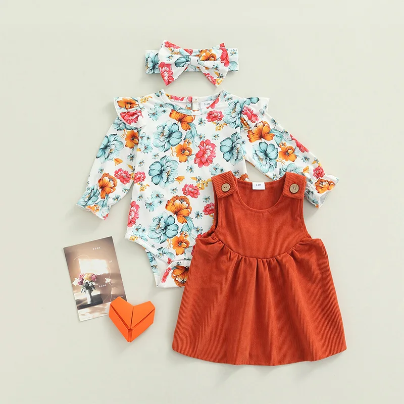 Fashion Baby Girl 3pcs Clothes Sets Autumn Newborn Lovely Long Sleeve Floral Romper Tops Corduroy Dress+Bowknot Headband
Fashion Baby Girl 3pcs Clothes Sets Autumn Newborn Lovely Long Sleeve Floral Romper Tops Corduroy Dress+Bowknot Headband