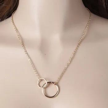 Metal Double Circle Short Clavicle Necklace Women Simple Fashion Gold Hollow Pendant Necklaces Female Neck Jewelry XL051 
Metal Double Circle Short Clavicle Necklace Women Simple Fashion Gold Hollow Pendant Necklaces Female Neck Jewelry XL051