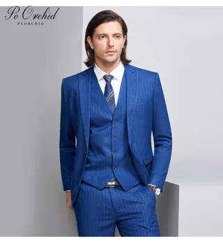 PEORCHID Luxury 2020 Costume Mariage Men Slim Stripe Suit Blue Party Wear Mens Casual Set Best Men Tuxedos Groom Suit Designs
PEORCHID Luxury 2020 Costume Mariage Men Slim Stripe Suit Blue Party Wear Mens Casual Set Best Men Tuxedos Groom Suit Designs