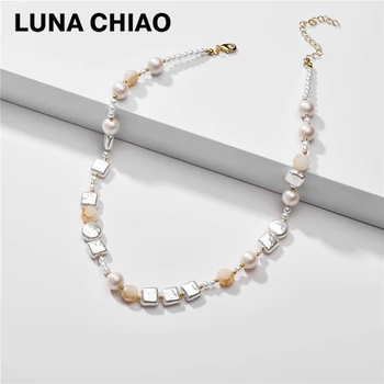 LUNA CHIAO 2020 Summer Trendy Square Baroque Pearl Crystal Chunky Bib Beaded Chain Necklaces for Women
LUNA CHIAO 2020 Summer Trendy Square Baroque Pearl Crystal Chunky Bib Beaded Chain Necklaces for Women