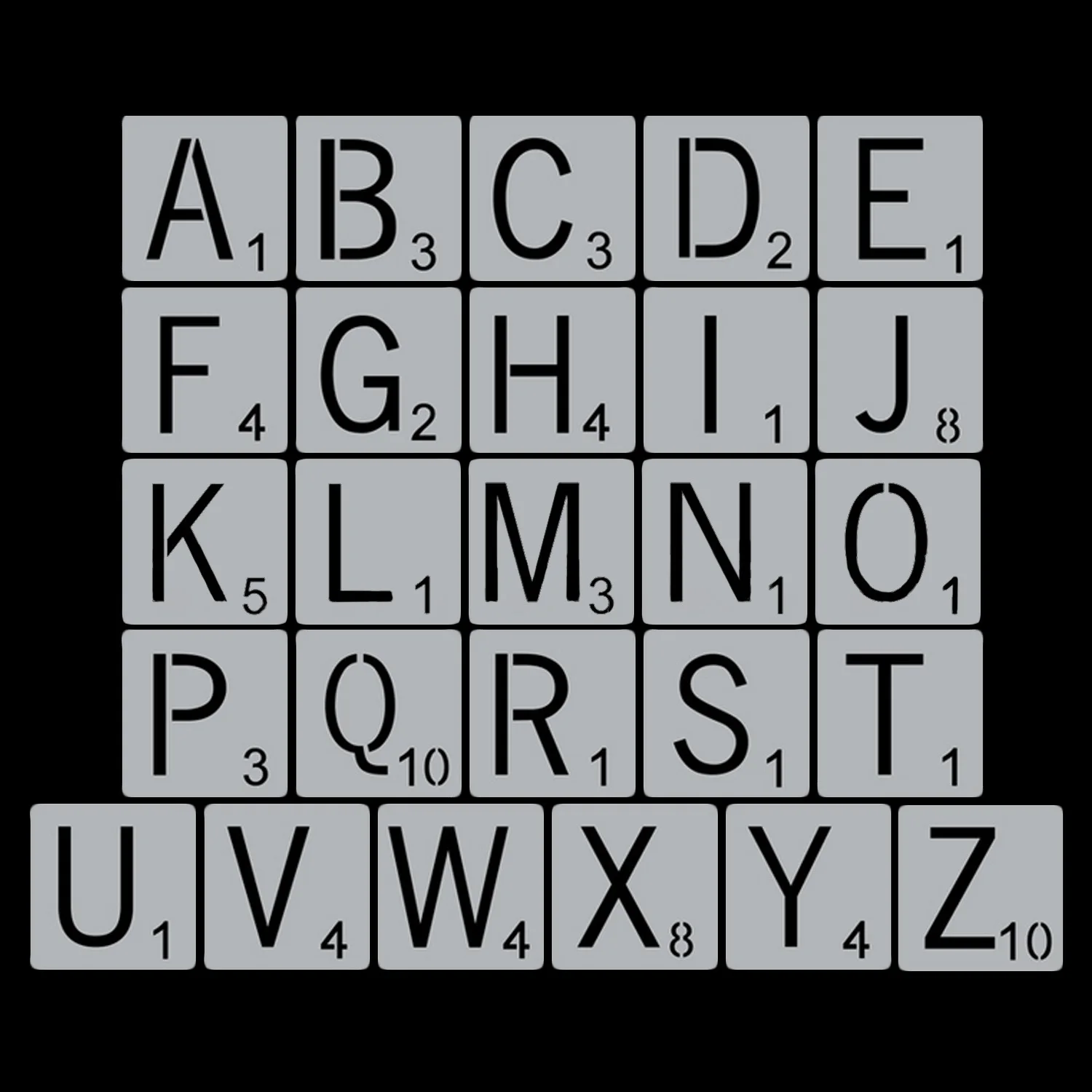 26PCS Reusable Scrabble Letters Alphabets Stencils Drawing Painting Templates for DIY Craft Home Wall Decoration 4x4inch | Канцтовары