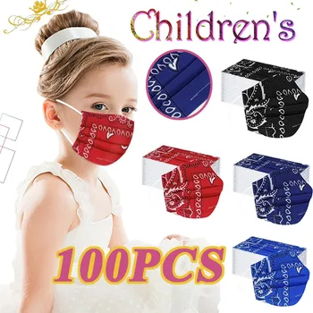 

100PC Disposable Cotton Handkerchief Towels Kids 3ply Ear Loop Face Sunscreen foulard cheveux