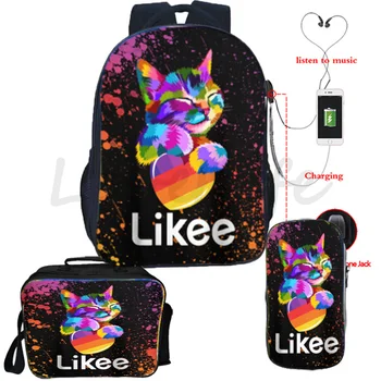 3PCs Set USB Backpack Likee Pattern back to School rucksack boys girls Students Cartoon Cat Print Backpack/Lunch Bag/Pen Bag
3PCs Set USB Backpack Likee Pattern back to School rucksack boys girls Students Cartoon Cat Print Backpack/Lunch Bag/Pen Bag