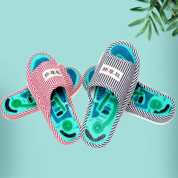 

2018 Healthy Striped Pattern Reflexology Foot Acupoint Slipper Massage Promote Blood Circulation Relaxation Foot Care Shoes 25cm