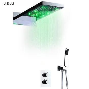22 inches Bathroom shower accessories 2 function led light rain overhead waterfall shower set with thermostatic valve
22 inches Bathroom shower accessories 2 function led light rain overhead waterfall shower set with thermostatic valve