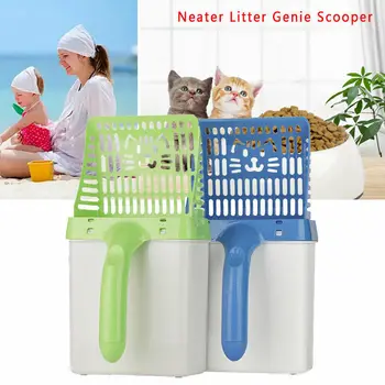 

2020 Useful Cat Litter Shovel Pet Cat Litter Sifter Hollow Neater Scooper Cat Sand Cleaning Scoop with 15pcs Waste Bags New