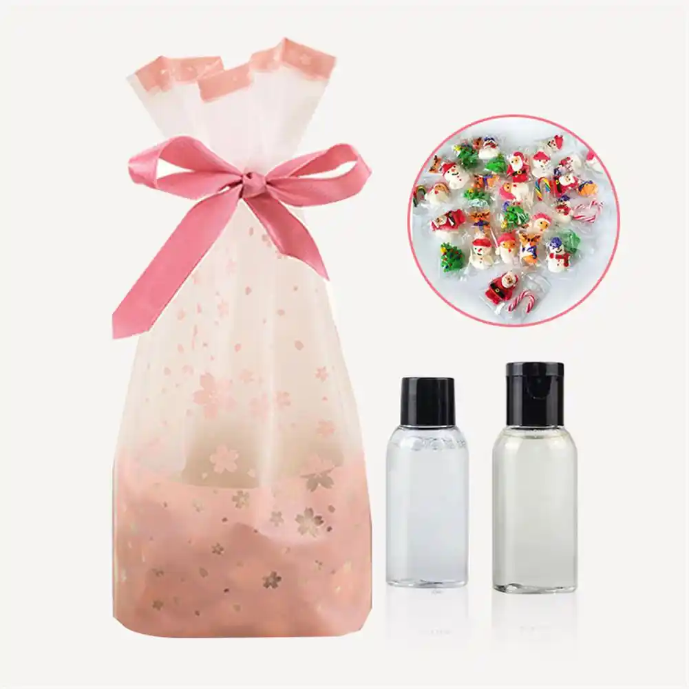 christmas gift bag candy drawstring bags cherry blossom ribbon