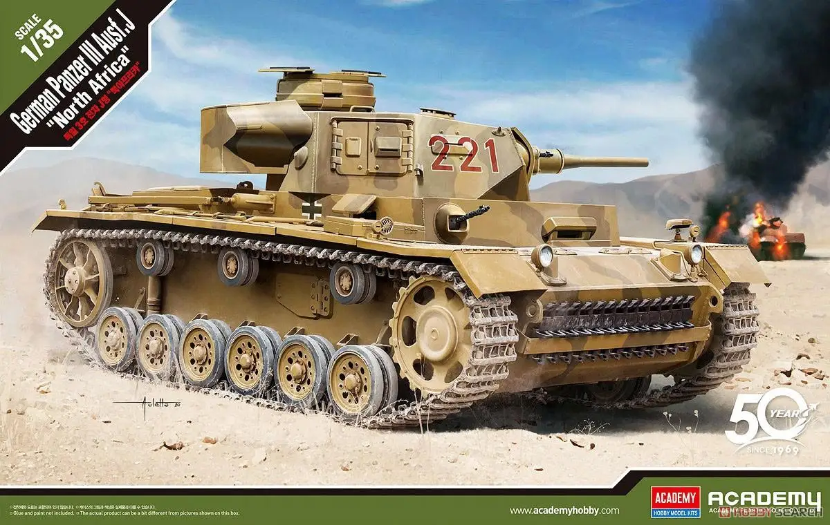 Академия AC13531 1/35 немецкая Panzer III Ausf.J пластиковая модель Северная Африка |