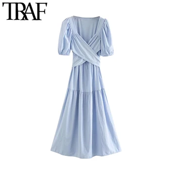 TRAF Women Chic Fashion Bow Tie Sashes Pleated Midi Dress Vintage V Neck Short Sleeve Female Dresses Vestidos Mujer 
TRAF Women Chic Fashion Bow Tie Sashes Pleated Midi Dress Vintage V Neck Short Sleeve Female Dresses Vestidos Mujer