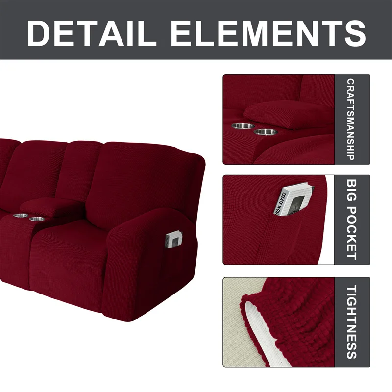 Housse extensible pour fauteuil inclinable 3 places, avec porte-gobelet, en polaire, pour salon Housse extensible pour fauteuil inclinable 3 places, avec porte-gobelet, en polaire, pour salon