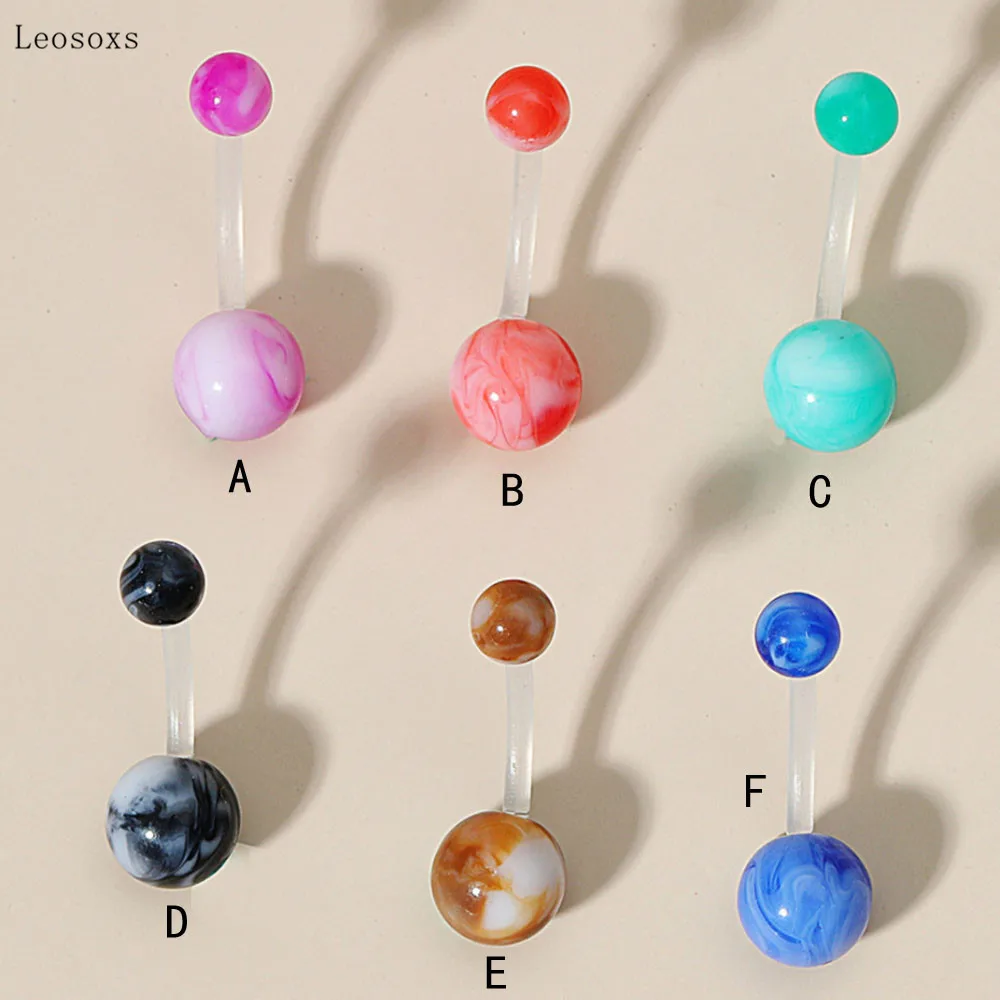 

Leosoxs 10pcs New Acrylic Imitation Marble Pattern Belly Button Nail Piercing Jewelry