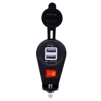 5V 3.1A Dual USB Motorcycle Charger Universal Phone Tablet Chargers With LED Light Switch Turn On/Off For 12-24V Motorbike
5V 3.1A Dual USB Motorcycle Charger Universal Phone Tablet Chargers With LED Light Switch Turn On/Off For 12-24V Motorbike