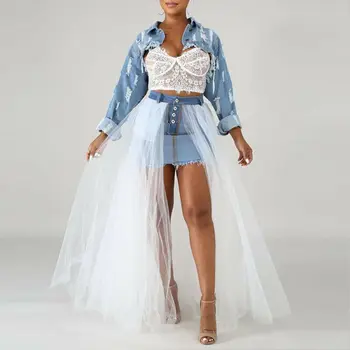 Women Summer White Black Tulle Overskirt Maxi Tutu Tulle Skirt Mesh Jupes All Match Elastic Waist Detachable Saia Plus Size 2019
Women Summer White Black Tulle Overskirt Maxi Tutu Tulle Skirt Mesh Jupes All Match Elastic Waist Detachable Saia Plus Size 2019