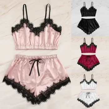Lingerie Sexy Bra Set Women's Sleepwear Sleeveless Strap Lace Trim Satin Cami Tops Pajama Sets Bras Women Brief Sets #R30
Lingerie Sexy Bra Set Women's Sleepwear Sleeveless Strap Lace Trim Satin Cami Tops Pajama Sets Bras Women Brief Sets #R30