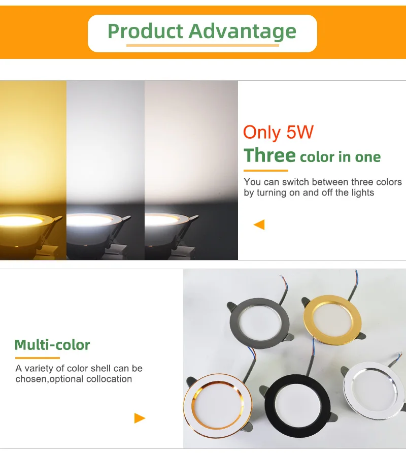 Kaguyahime LED Downlight 5w 3w LED Spot Light Natural/Warm/Cold White Indoor Recessed Lamp AC 220V Round Panel LED Spotlight