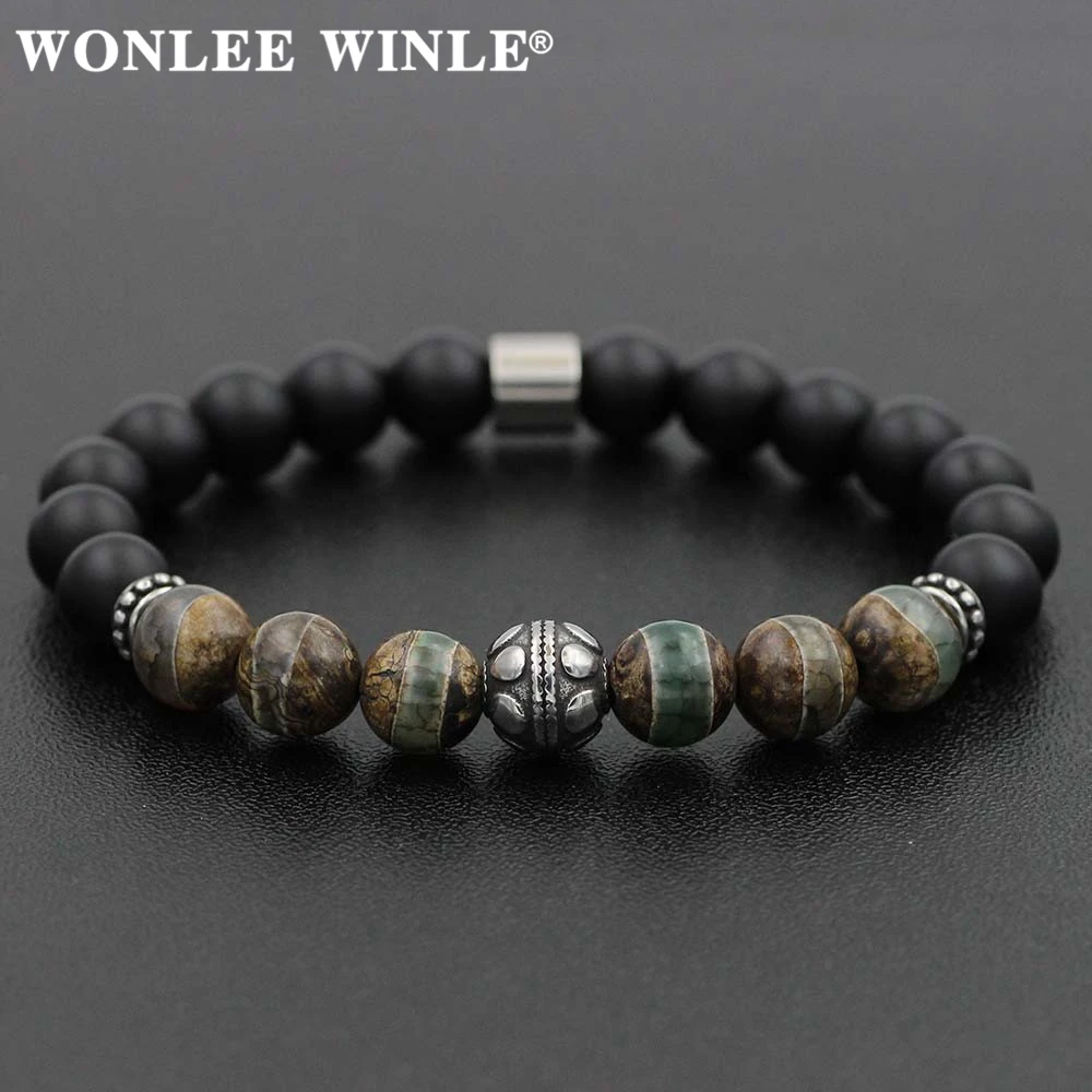 8mm Natural Stone Beaded Stretch Bracelets for Men&Women Stainless Steel Round Ball Charms Strand Bangles
8mm Natural Stone Beaded Stretch Bracelets for Men&Women Stainless Steel Round Ball Charms Strand Bangles