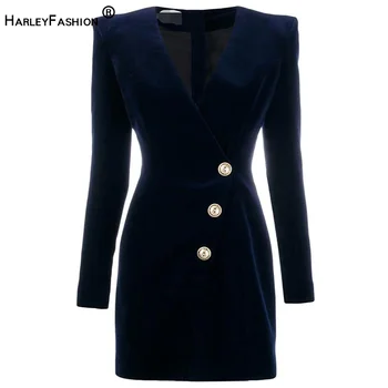 HarleyFashion Luxury Designer Women Stylish V-neck Solid Slim Straight High Street Spring Velvet Blue Mini Dress
HarleyFashion Luxury Designer Women Stylish V-neck Solid Slim Straight High Street Spring Velvet Blue Mini Dress
