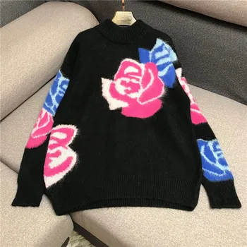 Retro Fluffy Sweater Women's 2019 Winter Loose-Fit Sweet Lazy Wind Rose Jacquard Sweater Thick Coat Sweater Jumper Ropa Mujer
Retro Fluffy Sweater Women's 2019 Winter Loose-Fit Sweet Lazy Wind Rose Jacquard Sweater Thick Coat Sweater Jumper Ropa Mujer