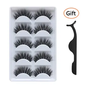 Miji Mila 5Pairs False Eyelashes Reusable Eyes Lashes with False Lashes Applicatorlashes Extension for Professionals Mink Eyelas
