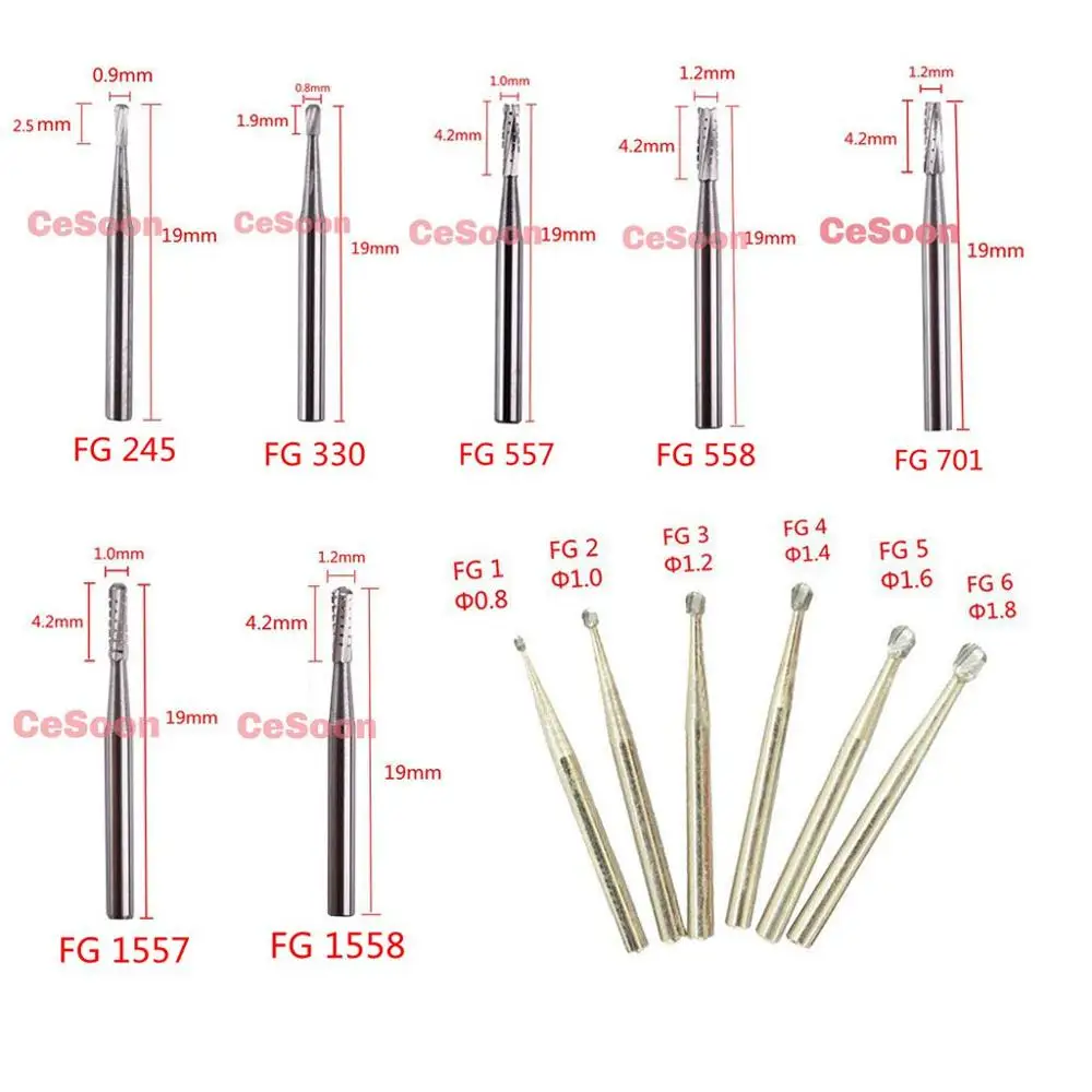 Cesoon 10Pcs/Pack Dental Burs Round Tungsten Carbide Bur For High Speed Handpiece Dentist Drills FG 19mm Dentistry Lab Tools
Cesoon 10Pcs/Pack Dental Burs Round Tungsten Carbide Bur For High Speed Handpiece Dentist Drills FG 19mm Dentistry Lab Tools