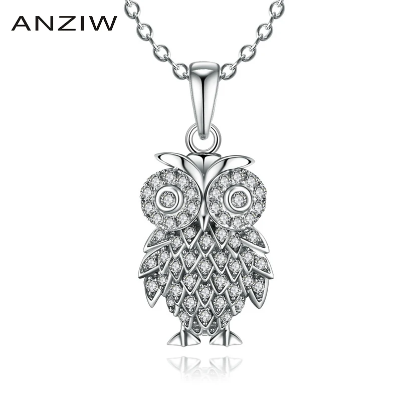 ANZIW класса люкс 925 стерлингового серебра кулон ожерелье для женщин милые Орел с