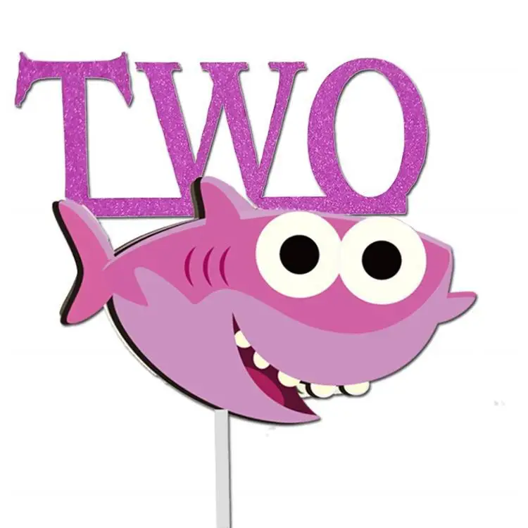 Голубой розовый Топпер для капкейков в виде акулы вечеринки детский душ