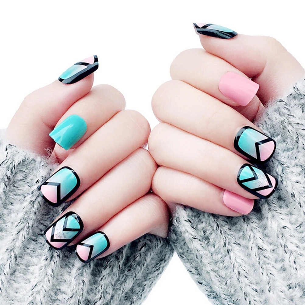 Vintage Pink And Lake Blue Hit Fake Finger Nails Tips French False Nails With Glue Cute Fake Nails Short Size 24pcs/set
Vintage Pink And Lake Blue Hit Fake Finger Nails Tips French False Nails With Glue Cute Fake Nails Short Size 24pcs/set