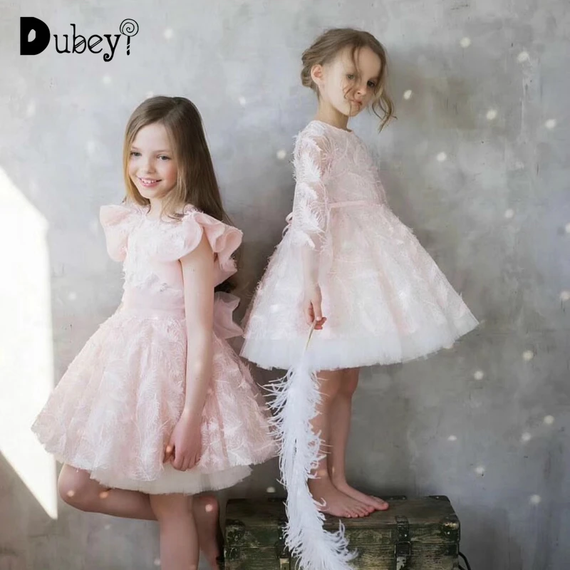 Feather Lace Princess Dress Elegant Flower Girl Princess Costumes Baby Girl Wedding Birthday Party Dress for 2 To 8 Years Old
Feather Lace Princess Dress Elegant Flower Girl Princess Costumes Baby Girl Wedding Birthday Party Dress for 2 To 8 Years Old