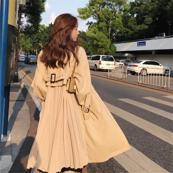 2020 Spring Autumn Loose Long Trench Coat Women Korean Long Sleeve Thin Pleated Fashion Lace up Windbreaker Women Overcoat H115
2020 Spring Autumn Loose Long Trench Coat Women Korean Long Sleeve Thin Pleated Fashion Lace up Windbreaker Women Overcoat H115