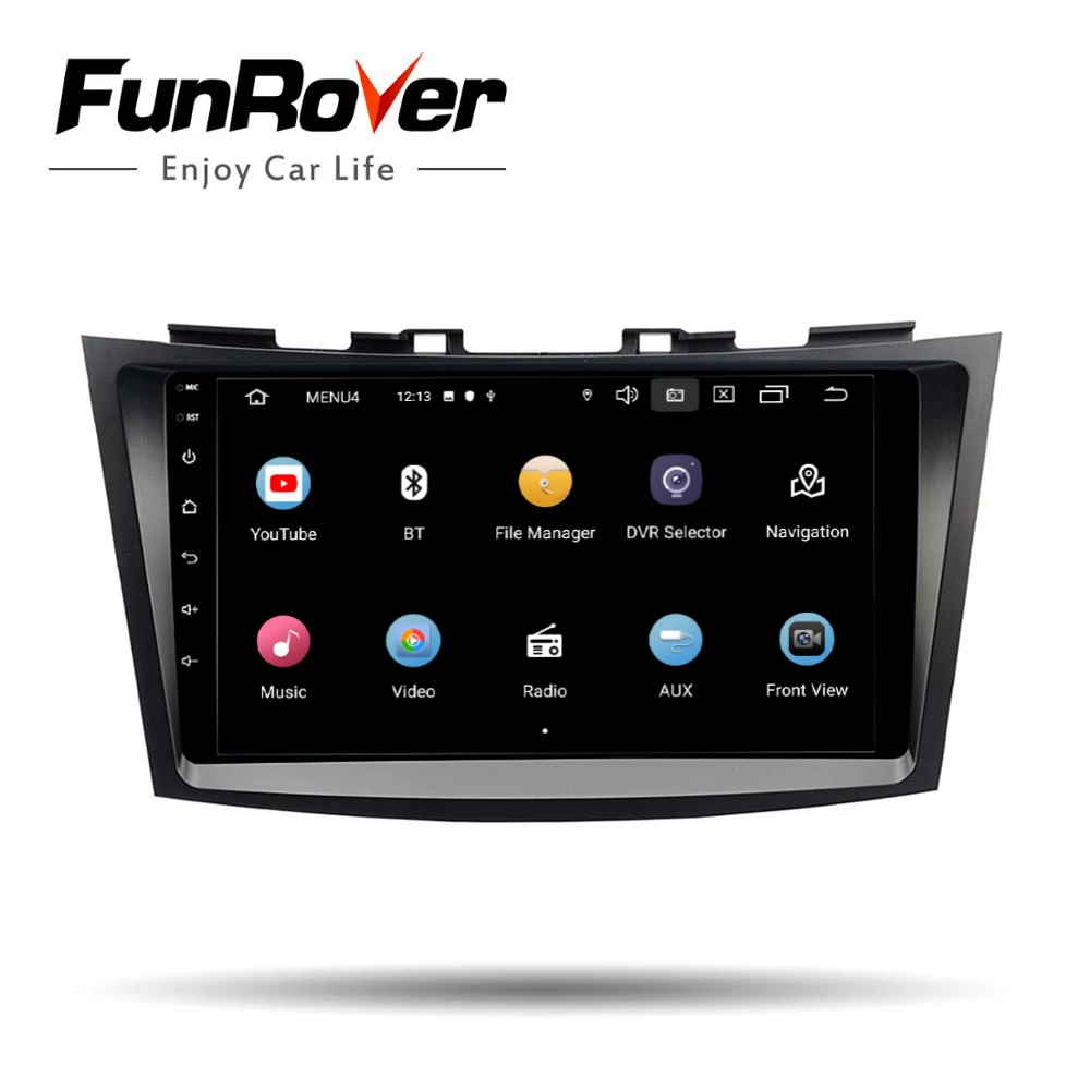Funrover Авто Радио автомобильный dvd мультимедийный плеер Android 9 0 2.5D + IPS для Suzuki Swift 2011