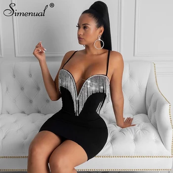Simenual Tassel Sequin Hot Sexy Women Party Dresses Sleeveless Deep V Neck Skinny Clubwear Summer 2020 Bodycon Slim Mini Dress
Simenual Tassel Sequin Hot Sexy Women Party Dresses Sleeveless Deep V Neck Skinny Clubwear Summer 2020 Bodycon Slim Mini Dress