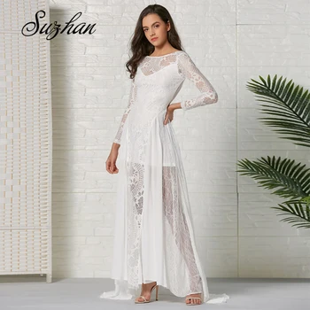 Suzhan 2019 Fashion Designer White Party Dress Women Sexy Long Sleeve Lace Crochet Hollow Out Slim Spaghetti Strap Bodycon Dress
Suzhan 2019 Fashion Designer White Party Dress Women Sexy Long Sleeve Lace Crochet Hollow Out Slim Spaghetti Strap Bodycon Dress