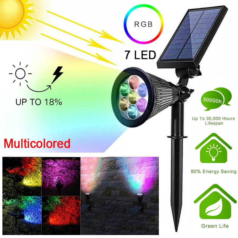 

RGB LED Spike Lawn Lamp Solar Power Garden Lamp Waterproof IP65 Outdoor Yard Path Security Landscape Spot Light Warm/Cold White