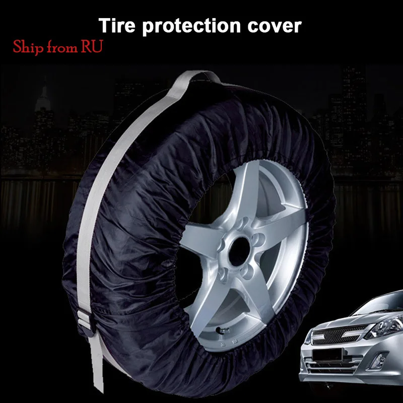 Ship From RU 4Pcs Spare Tire Cover Case Polyester Car Tires Storage Bag Vehicle Wheel Protector New OE88