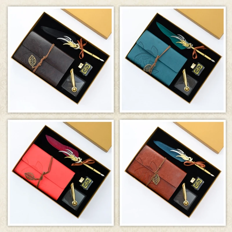 Retro Calligraphy Feather Dip Fountain Pen Writing Ink Notebook Set Base Stationery Gift Box Office School Supplies
Retro Calligraphy Feather Dip Fountain Pen Writing Ink Notebook Set Base Stationery Gift Box Office School Supplies