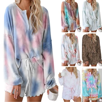 Tie-dye Pajamas Female Summer 2020 Most New Comfortable Breathable Long-sleeve Wood Ear Side Tracksuit Suit Two-piece Ladies
Tie-dye Pajamas Female Summer 2020 Most New Comfortable Breathable Long-sleeve Wood Ear Side Tracksuit Suit Two-piece Ladies