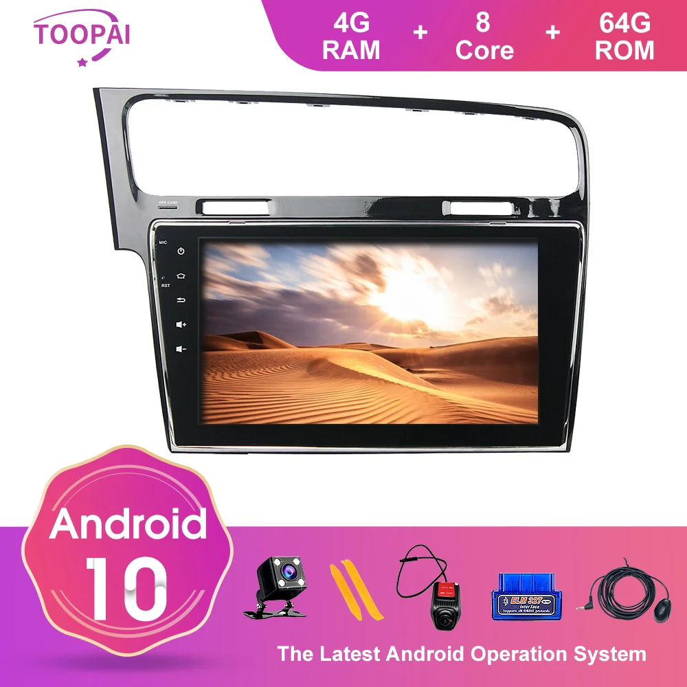 Автомобильный мультимедийный плеер TOOPAI на Android 10 с GPS для Volkswagen VW Golf 7 2013 2014 2016 2015