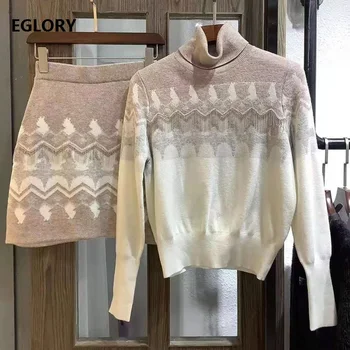 Turtleneck Sweater Set 2019 Autumn Winter Suit Women Geometric Patterns Knitted Pullovers+Mini Skirt Set Ladies Casual Knit Wear
Turtleneck Sweater Set 2019 Autumn Winter Suit Women Geometric Patterns Knitted Pullovers+Mini Skirt Set Ladies Casual Knit Wear