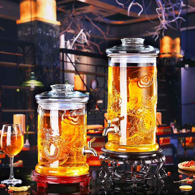 Thick Ginseng Sparkling Wine Glass Bottle Wine Jar with Tap Household 10 Catty 20 Catty Wine Jar Sparkling Wine Wine-brewing Jar
Thick Ginseng Sparkling Wine Glass Bottle Wine Jar with Tap Household 10 Catty 20 Catty Wine Jar Sparkling Wine Wine-brewing Jar