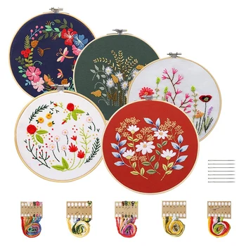 5 Pack Embroidery Starter Kit with Pattern, Embroidery Kits with 5x Bamboo Embroidery Hoop for Home Room Decoration
5 Pack Embroidery Starter Kit with Pattern, Embroidery Kits with 5x Bamboo Embroidery Hoop for Home Room Decoration