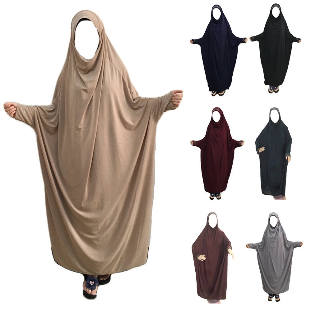 

Muslim Women Maxi Prayer Abaya Hijab Overhead Full Cover Dress Robes Kaftan Arab Islamic Bat Sleeve Burqa Khimar Niqab Jilbab