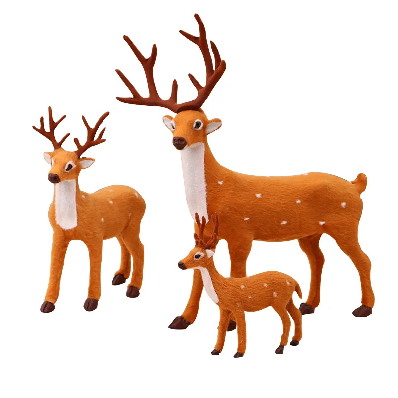 

15-35cm Simulation Sika Deer Christmas Deer Plush Deer Reindeer Standing Xmas Elk Tree Party Ornaments Decoration Props