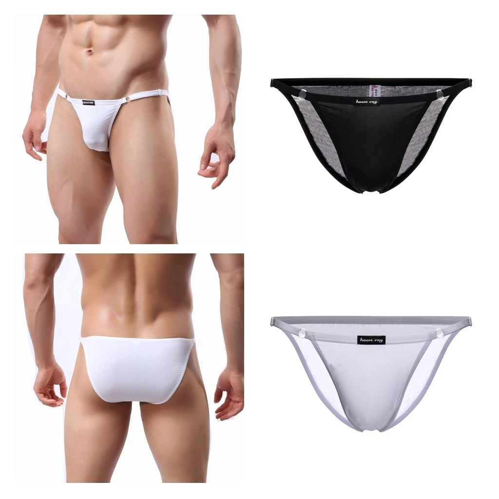 2Pcs Mens Cool Silky Briefs Thong Trunks Soft T-back Boxers Pouch Underwear 2Pcs Mens Cool Silky Briefs Thong Trunks Soft T-back Boxers Pouch Underwear