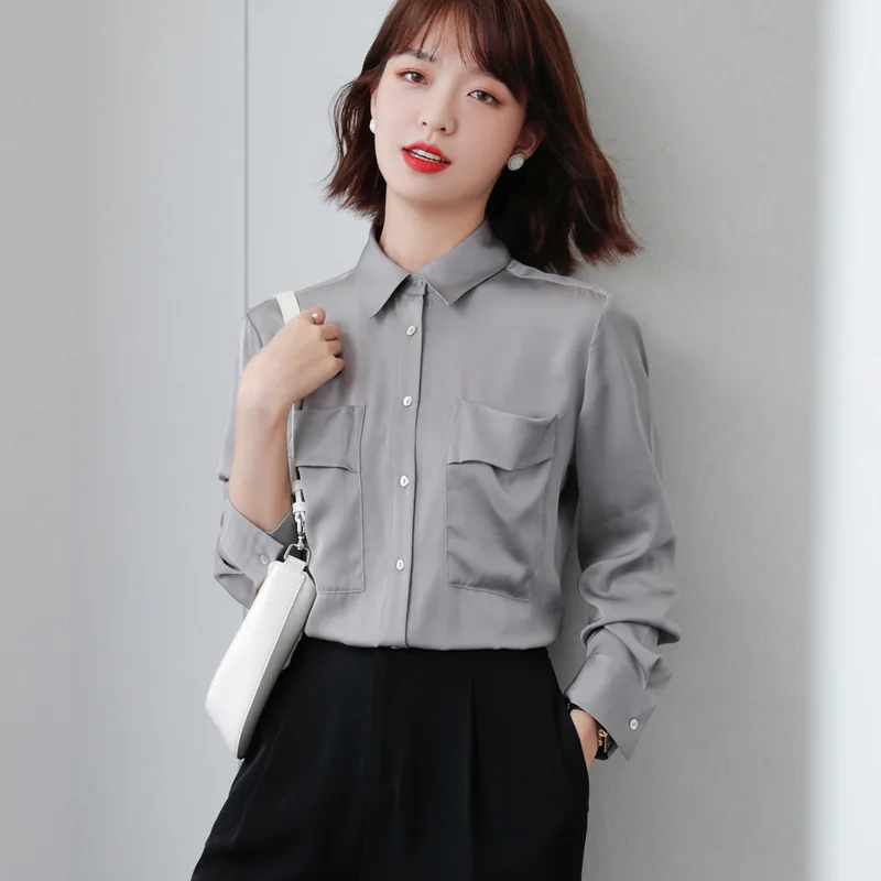 Solid Gray chemise femme Turn Down Collar blouse women Long Sleeves haut camisas de mujer Button Up blouses et chemises Top Sexy
Solid Gray chemise femme Turn Down Collar blouse women Long Sleeves haut camisas de mujer Button Up blouses et chemises Top Sexy