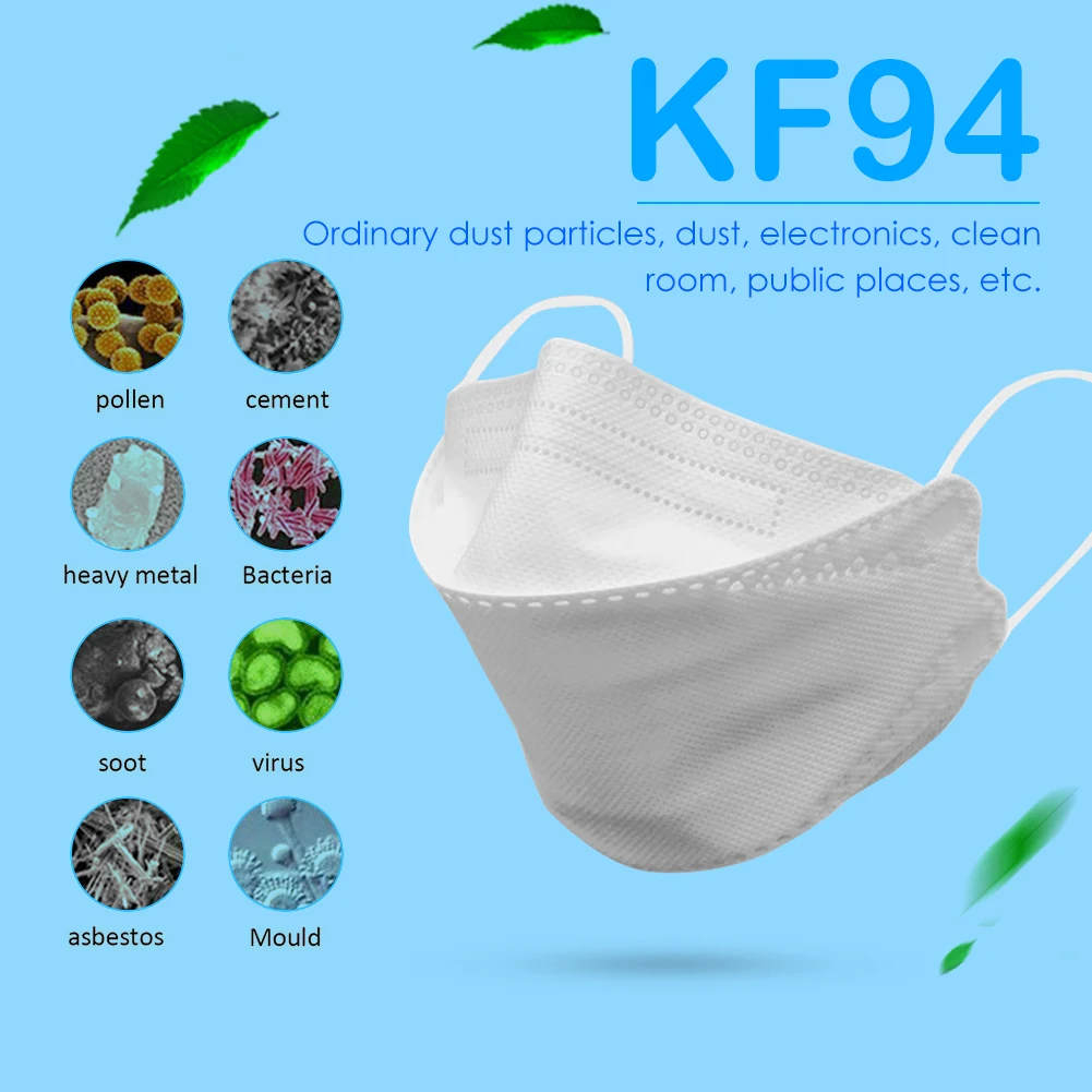 50PCS KF94 Face Mask 94% Filtration 3-Layer Protective Face Mask Mouth Face Mask Protection against Droplet Dust
50PCS KF94 Face Mask 94% Filtration 3-Layer Protective Face Mask Mouth Face Mask Protection against Droplet Dust