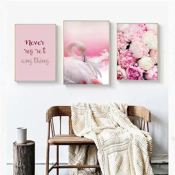 Flamingo Flower with Text English Words Pink Series Home Decorative Painting Fashion Room Wall Art Canvas Poster Print Picture 
Flamingo Flower with Text English Words Pink Series Home Decorative Painting Fashion Room Wall Art Canvas Poster Print Picture