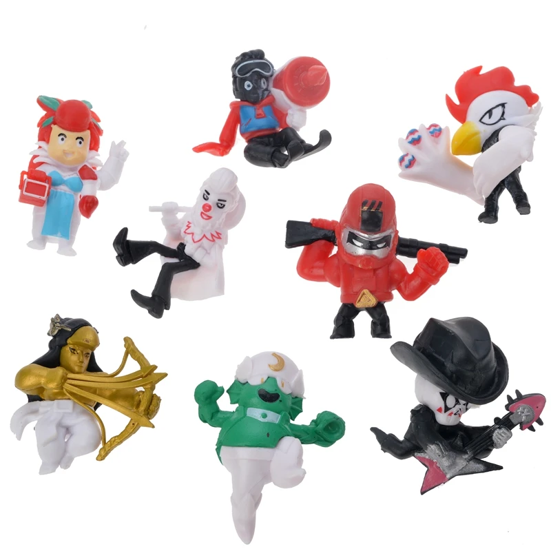 

8 Pcs/Set Brawl Stars Game Cartoon Hero Anime Figure Model Spike Shelly Leon Primo Mortis Dolls Toys for Kid Birthday Gift