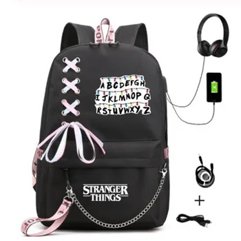 Stranger Things USB Backpack For Women Large Capacity School Bags with Crossed Ribbon For Teenagers Travel Laptop Mochilas
Stranger Things USB Backpack For Women Large Capacity School Bags with Crossed Ribbon For Teenagers Travel Laptop Mochilas