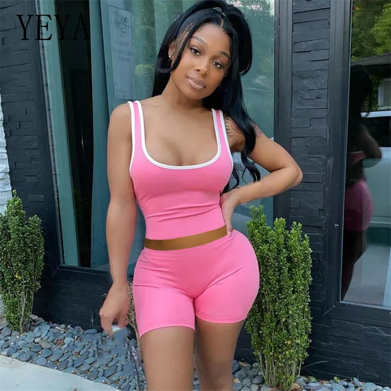 YEYA Two Piece Set Tracksuits Striped Mini Sleeveless Tank Tops Shorts Jogger Suit Outfits Women Summer Sport Matching Set
YEYA Two Piece Set Tracksuits Striped Mini Sleeveless Tank Tops Shorts Jogger Suit Outfits Women Summer Sport Matching Set